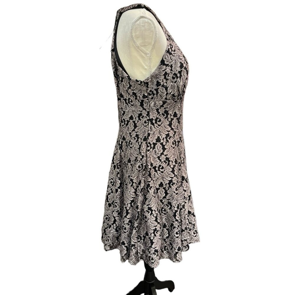 R & M Richard Dress Womens 12‎ Black Metallic Lace Aline Midi Strapless Event - Picture 3 of 12